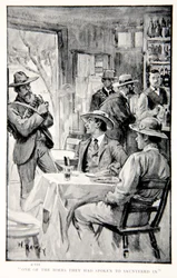 En av boerne de hadde snakket med slentret inn, en illustrasjon fra 'With Roberts to Pretoria: A Tale of the South African War' av GA Henty, pub. London, 1902